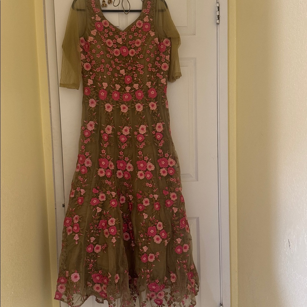 Anarkali, Desi Fashion, Festive Indian Dress Sangeet Wedding Length 55